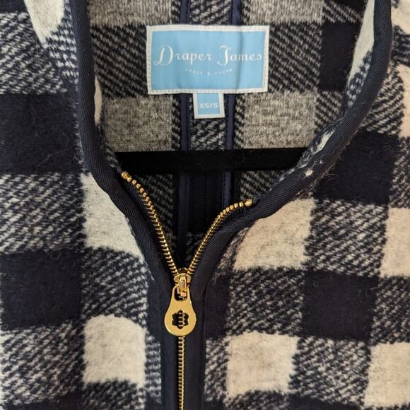 DRAPER JAMES buffalo check cape coat in nassau navy wool blend - Picture 4 of 7